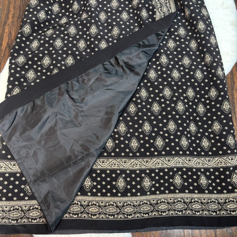 Talbots Maxi Skirt 24W Faux-Wrap Black 100% Silk Women's - Picture 2 of 9